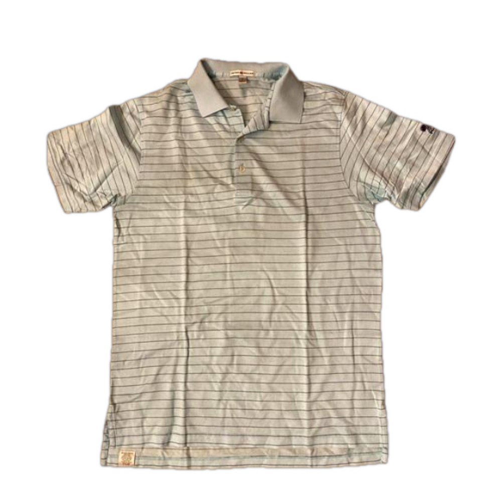Peter Millar Men's Striped Polo Shirt Light Blue Medium